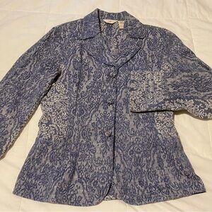 J. Jill Blue and White Patterned Blazer
